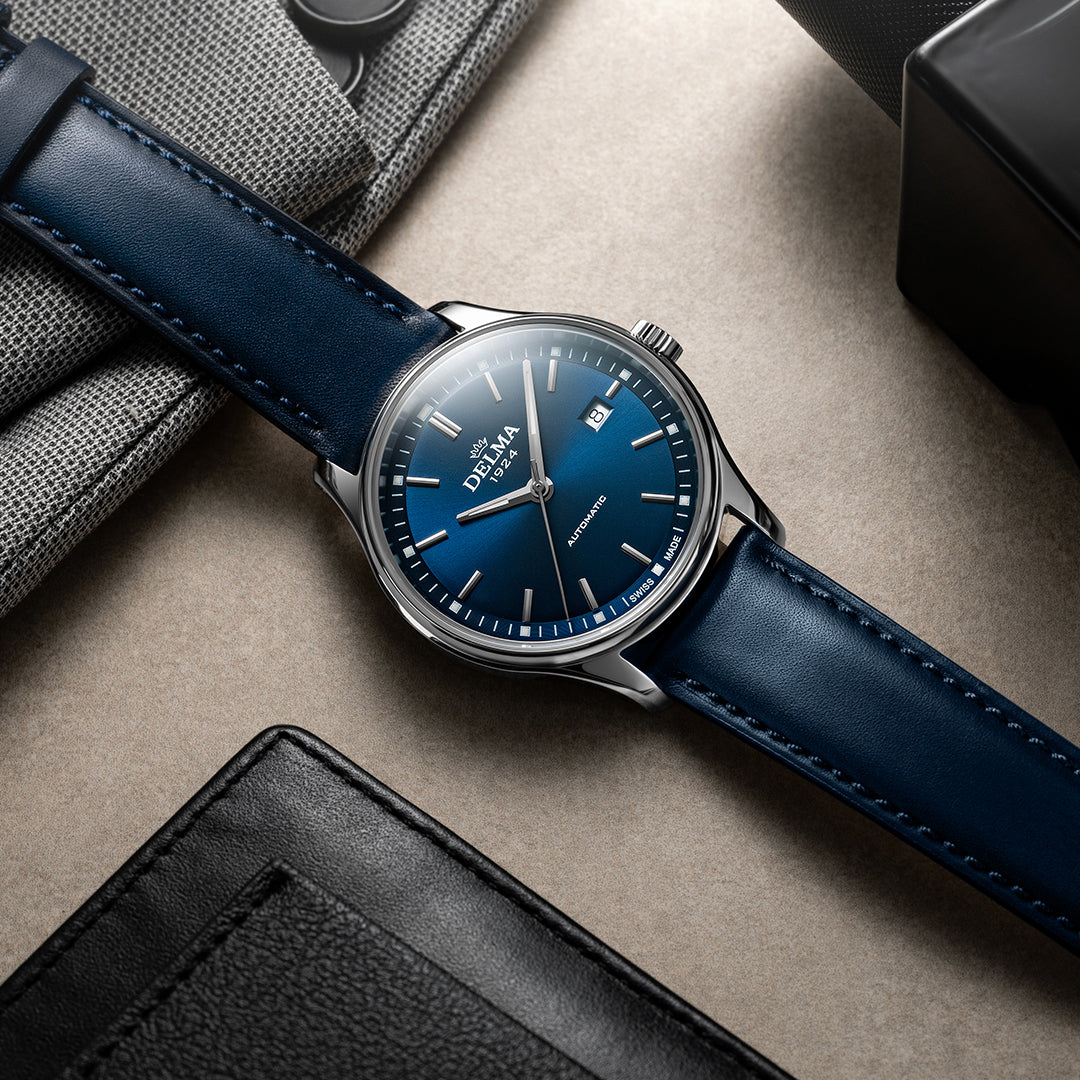 DELMA Classic in stainless steel with blue dial